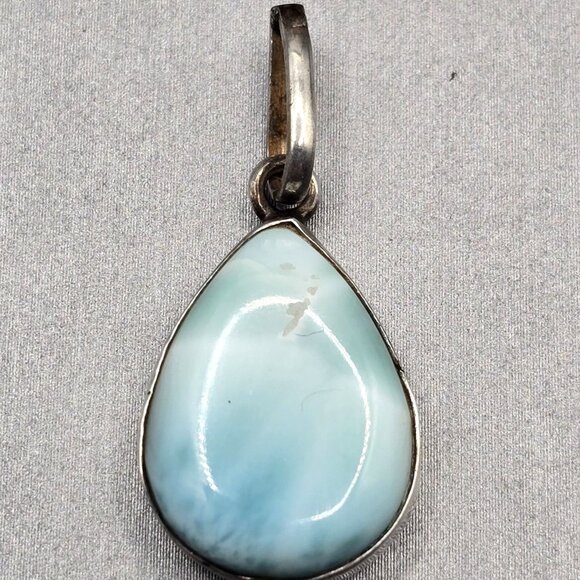 Unbranded Jewelry - VTG Sterling Silver Larimar Teardrop Pendant 1 1/8" Dominican Republic 3.56g
